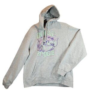 Disney Unisex Large Oogie Boogie Hoodie Sweatshirt Gray Graphic Pullover Pocket